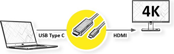 Actual product image Value USB Typ C — HDMI (Typ A) (2 m, HDMI, USB Type C)