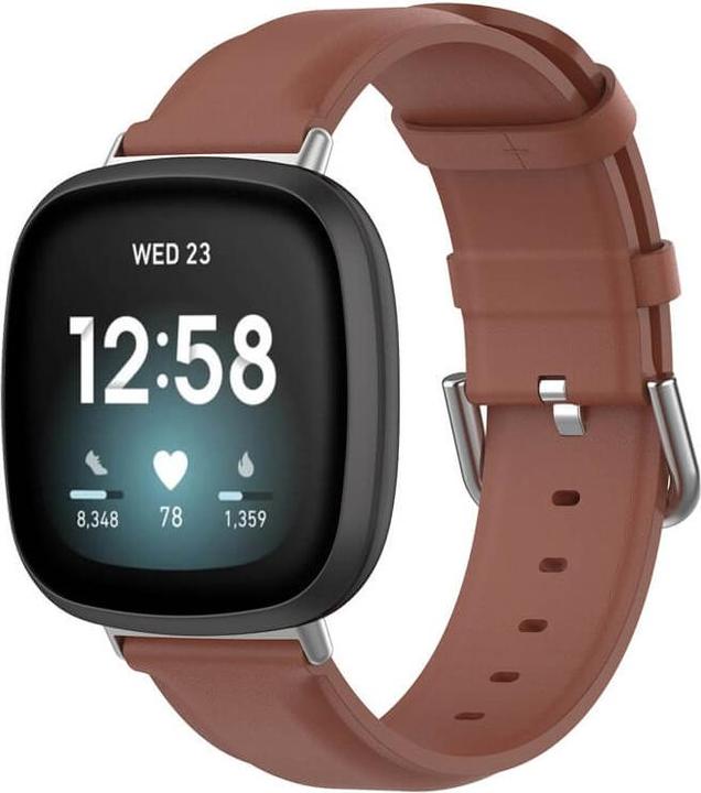 Actual product image Cover-Discount Fitbit Versa / Sense - Leather bracelet brown (Faux leather, Versa 3, Sense)