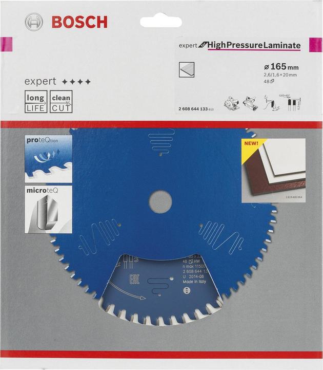 Produktbild Bosch Professional Zubehör Kreissägeblatt Expert for High Pressure Laminate, 165 x 20 x 2,6 mm, 48