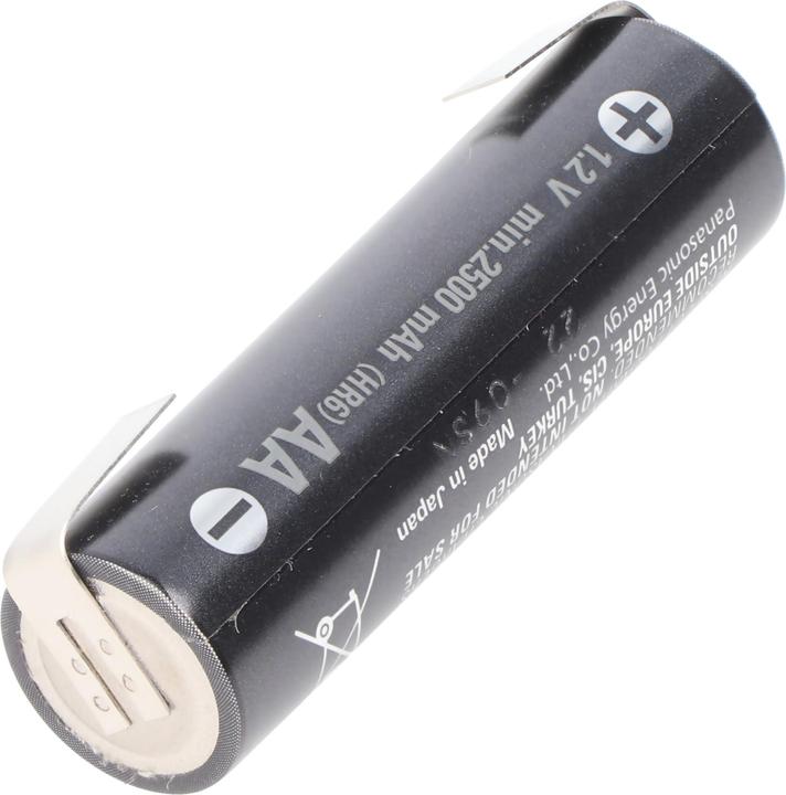 Immagine prodotto Panasonic Batteria Pro Mignon BK-3HCCE, 2500mAh con capocorda a saldare U (1 pz., AA, 2500 mAh)