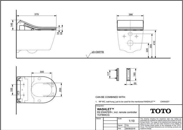 Immagine prodotto TOTO RX Washlet doccia WC ewater+ per WC a parete RP CW542EY bianco
