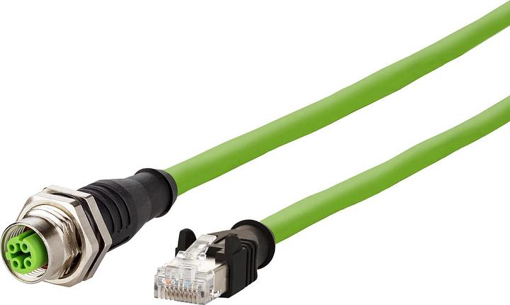 Metz Connect Verbindungsleitung M12, D-kodiert, 0,3 m, AWG 26/19, Cat.5,M12 Buchse gerade - RJ45 Stecker (S/UTP, CAT5e, 0.30 m)
