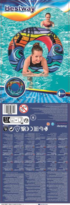 Actual product image Bestway 36350 / 23 Inflatable Toy for Pool & Beach Multicoloured Pattern Floating Tube