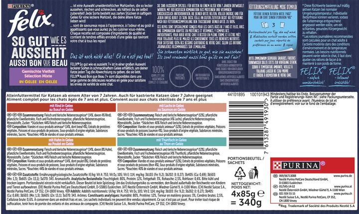 Produktbild Felix Gemischte Vielfalt in Gelée Senior (Adult, 4 Stk., 340 g)