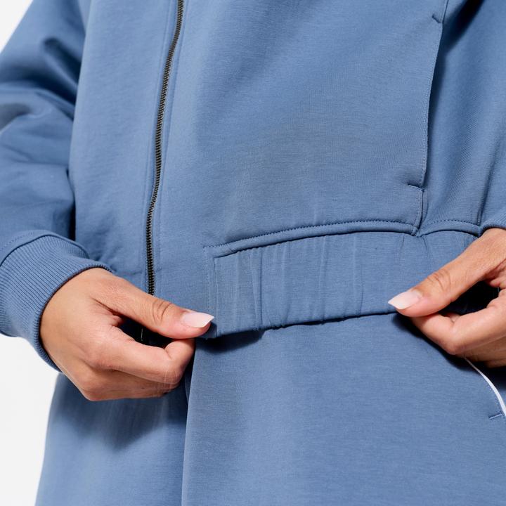 Actual product image Domyos Bomberjacke mit Reissverschluss Damen blau mit weiss (XS)