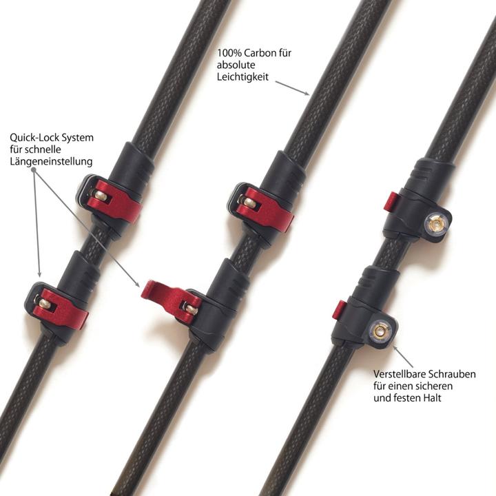 Image du produit Steinwood Carbon Nordic Walking Stöcke verstellbar mit Teleskop und Klemmverschluss mit extra Gummipuffer (135 cm)