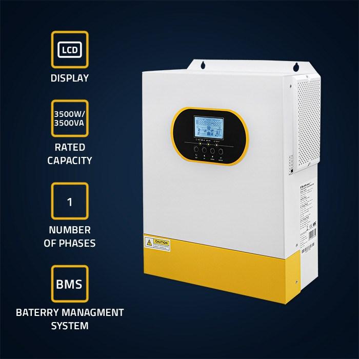 Actual product image Qoltec 3 5 kVA off-grid hybrid solar inverter | 3 5 kW | 100 A | MPPT | LCD display | B