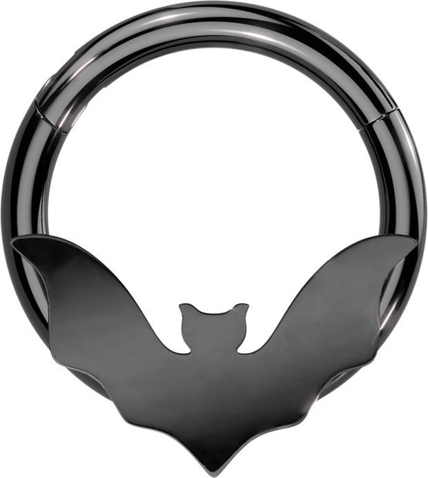 Actual product image Star Piercing Micro segment ring hinged black bat (without brass, Surgical steel 316L)