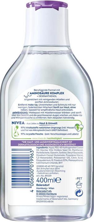 Produktbild NIVEA Beruhigendes Mizellenwasser (Mizellenwasser, 400 ml)