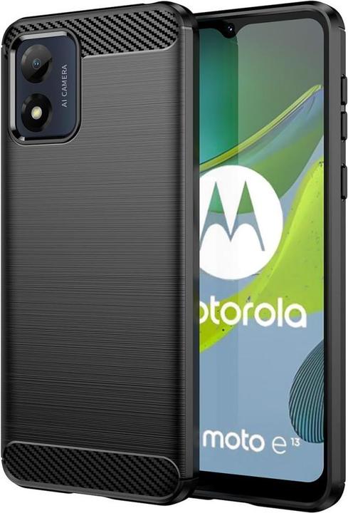 Immagine prodotto Hurtel Custodia in carbonio per Motorola Moto E13 cover in carbonio flessibile in silicone nero (Motorola Moto E13)