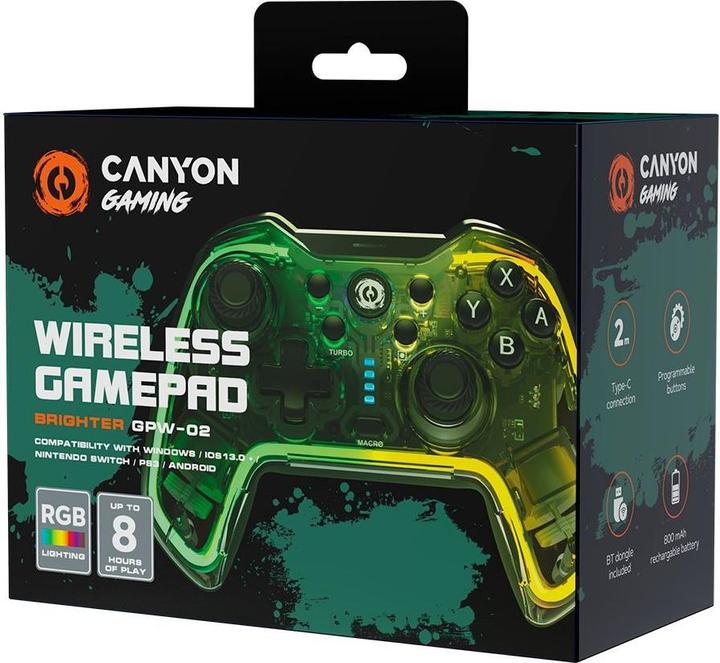 Produktbild Canyon GPW-02, Bluetooth Controller with built-in battery, BT 5.0, Type-C charging cable, Bluetooth (Switch, Android, Windows, PS3, iOS)