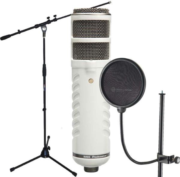 Actual product image RØDE Podcaster with K&M 23956 pop guard with stand