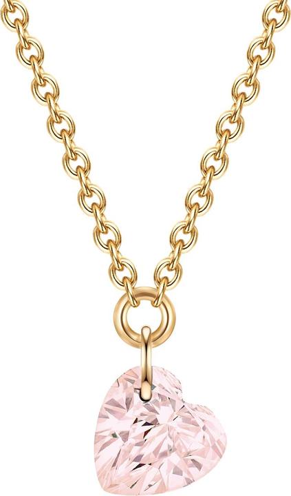 Glanzstücke München Damen Herz Sterling Silber Rosenquarz Gelbgold 40,0 cm Basislänge + 5,0 cm Verlängerung - 32430 (Sterling Silber, 40 - 45 cm)