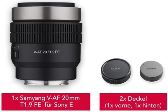 Actual product image Samyang V-AF 20mm F1.9 Sony E-mount (Sony E, full size, APS-C / DX)