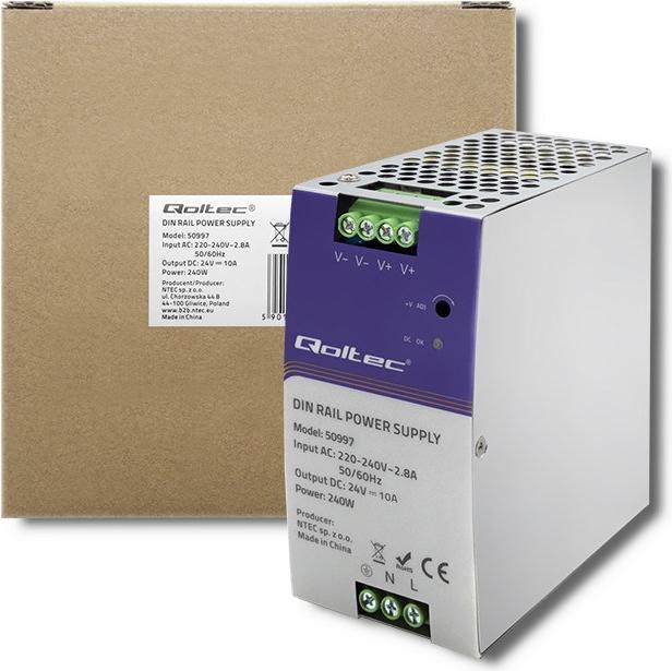 Immagine prodotto Qoltec 50997 Alimentatore per guida DIN 240W