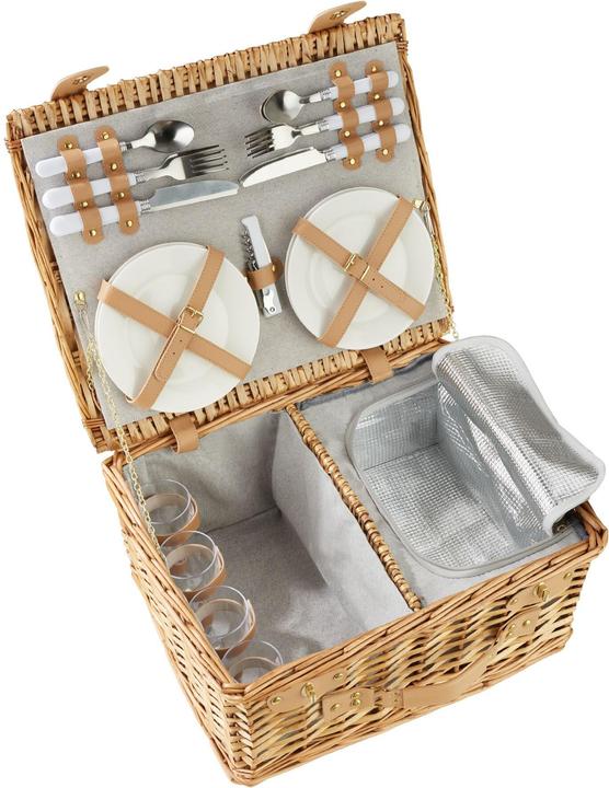 tectake Picknickkorb Föhr für 4 Personen, mit Kühlfach & Zubehör