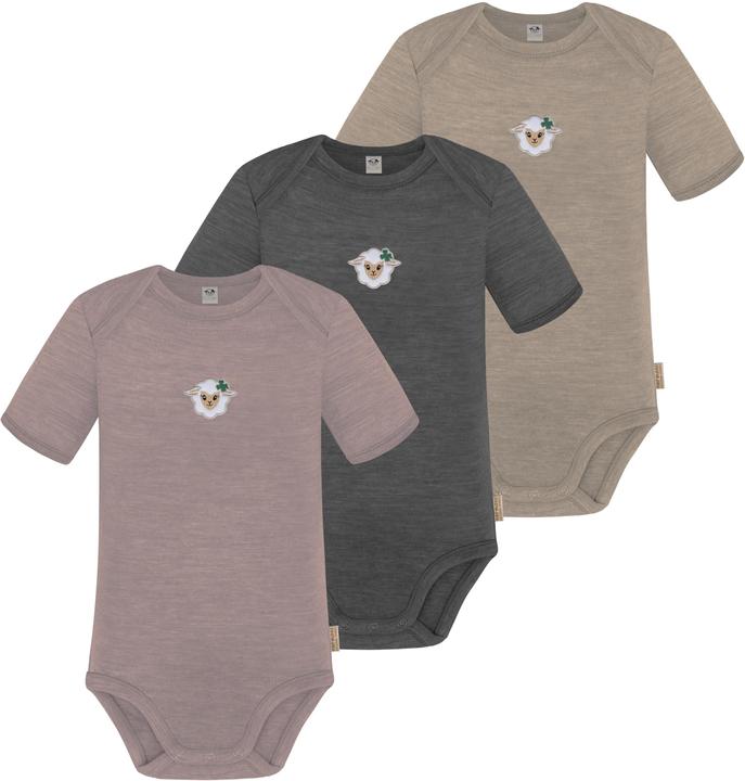 Normani 3er Set Baby Merino Body Kurzarm „Tauranga" - 9295