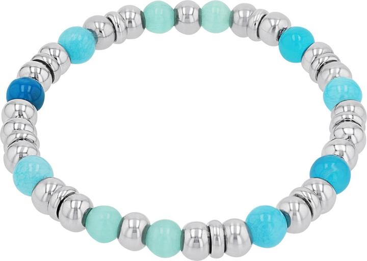 S.Oliver Armschmuck für Damen, Edelstahl, Chalzedon, Katzenauge, Steel Beads (17 cm, Edelstahl)