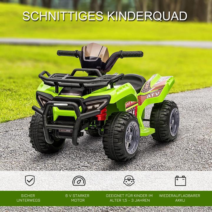 Image du produit Homcom Mini quad électrique enfants ATV pour 18-36 mois enfants métal PP-plastique vert 70x42x45cm (6 V)
