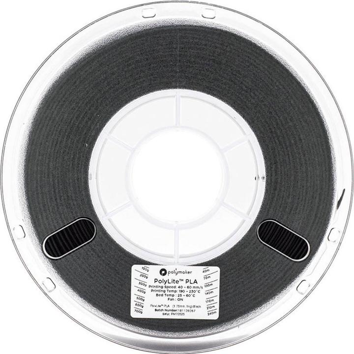 Produktbild Polymaker PolyLite PLA Schwarz 2,85 mm 3,000 g (PLA, 2.85 mm, 3000 g, Schwarz)