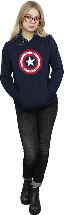Image du produit Sweat à capuche Captain America Distressed Shield - Femmes/Ladies (S)