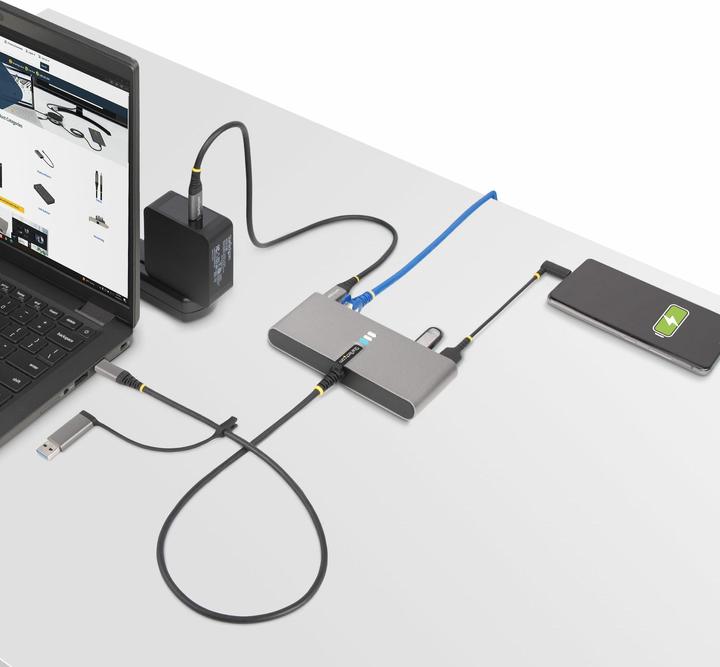 Produktbild StarTech com 5G2A1SGBB-USB-C-HUB, Kabelgebunden, USB 3.2 Gen 1 (3.1 Gen 1) Type-C, 100 W, 10,100,100 (USB-C, 2 Ports)
