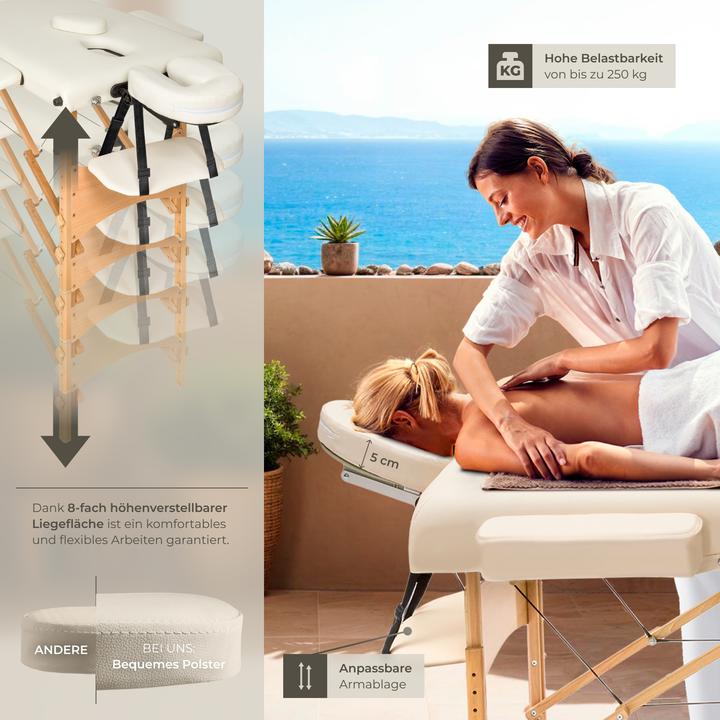 Produktbild tectake 2 Zonen Massageliege-Set Freddi mit 5cm Polsterung, Rollen und Holzgestell