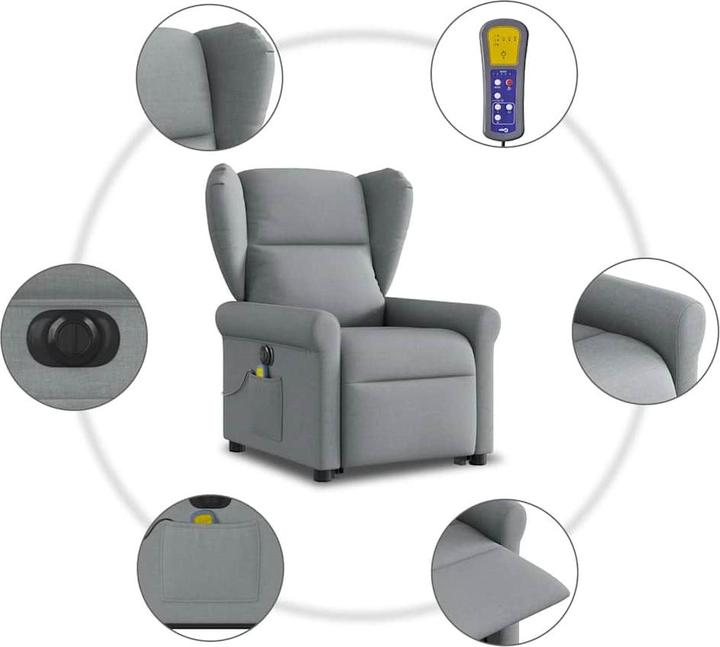 Actual product image VidaXL Electric massage chair with stand-up aid Light grey fabric