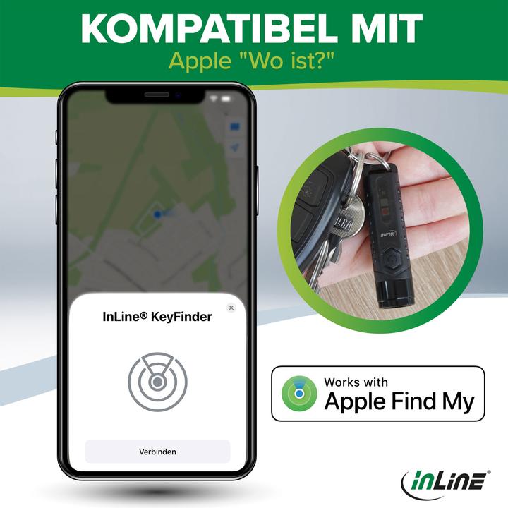 Actual product image InLine ® KeyFinder, smarter Schlüsselanhänger mit LED-Licht, 300mAh, IPX65