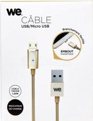 Image du produit WE C ble USB/micro USB magnétique or - nylon tressé - 1.20m (1.20 m)