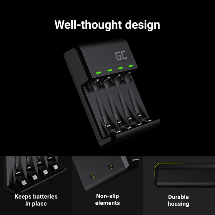 Actual product image GreenCell VitalCharger Set with 2x AA 2000mAh & 2x AAA 800mAh Batteries (4 pcs., AAA, AA, 2000 mAh, Rechargeable battery)