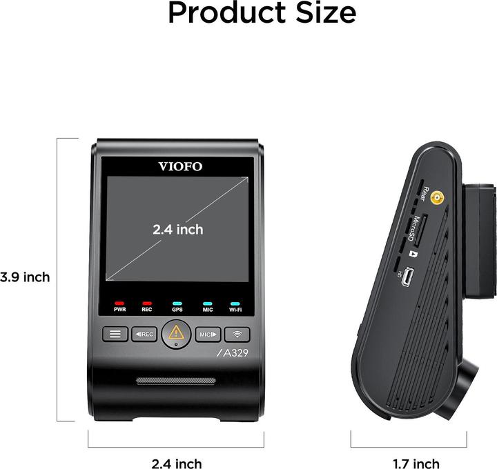 Produktbild Viofo A329 1CH 4K 60FPS WiFi, GPS (WLAN, GPS-Empfänger, Eingebautes Mikrofon, 4K)