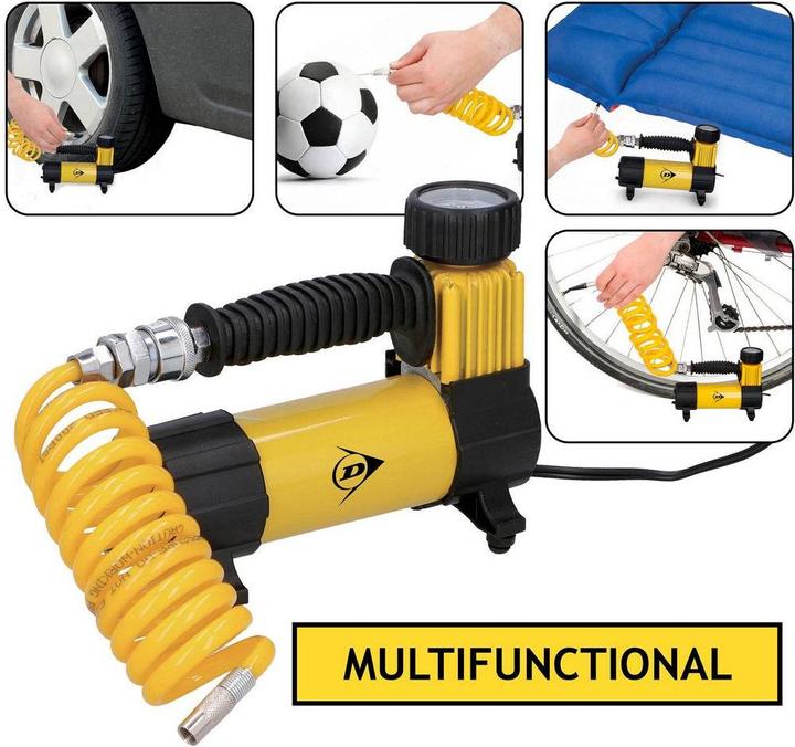 Productafbeelding Dunlop Pomp - reiscompressor, 12V, DC 100PSI (7 bar, 25 l)