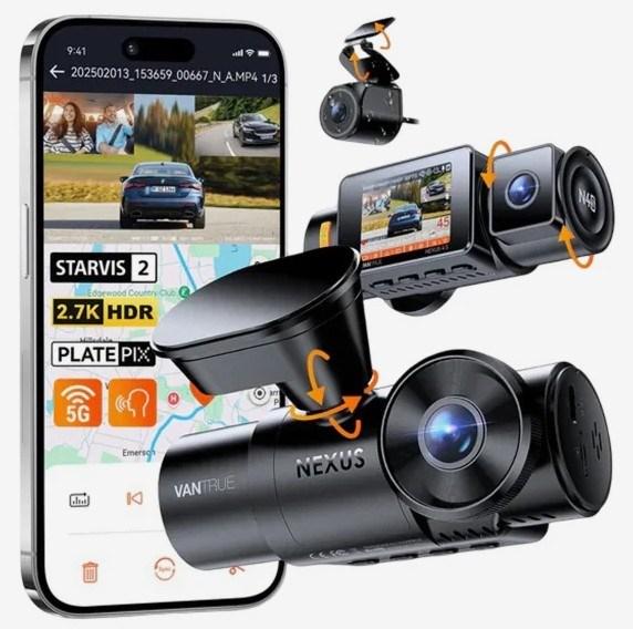 Actual product image Vantrue N4S Nexus 4 S Videorekorder (Wi-Fi, GPS receiver, Built-in microphone, Built-in display, Accelerometer, 2.7K)