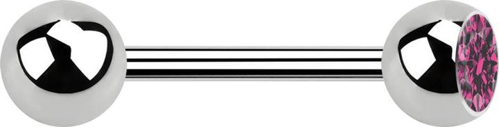 Image du produit Star Piercing Barbell argent avec boule et boule de cristal rose (sans laiton, Acier chirurgical 316L)