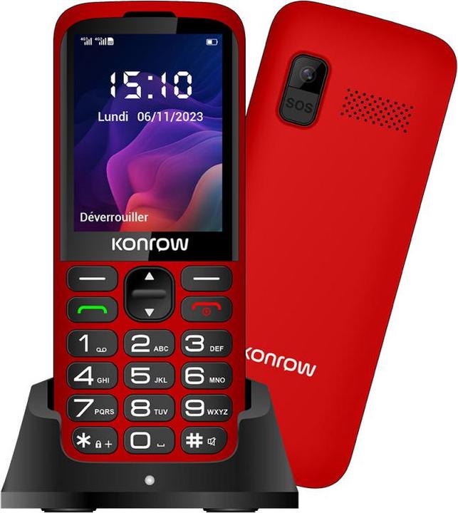 Produktbild Konrow Senior 280 Next 4G (2.8" - Dual Sim - Mit Ladestation) Rot