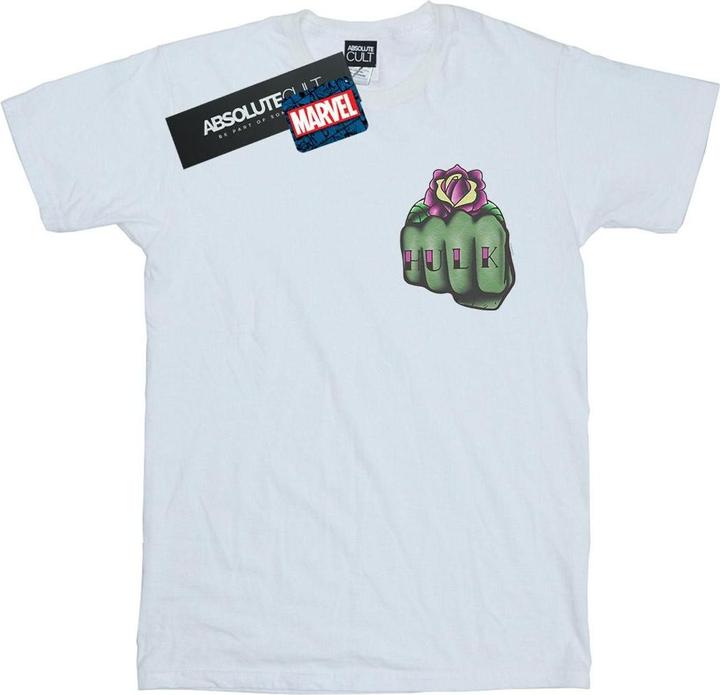 Actual product image Mens Hulk Tattoo Fist Breast Print T-Shirt (3XL)