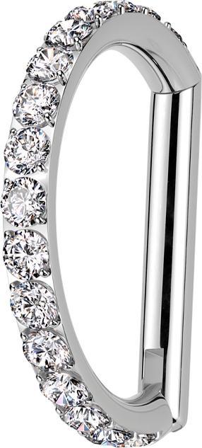 Produktbild Star Piercing Micro Segmentring klappbar silber Halbring seitlich Kristalle silber (ohne Messing, Titan G23)