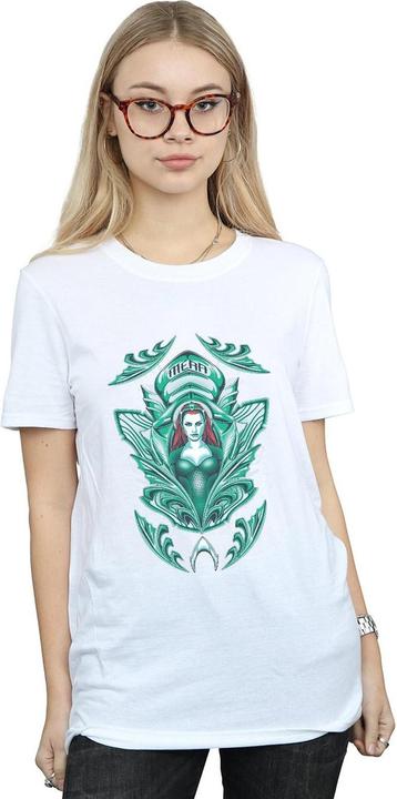 Actual product image Womens/Ladies Aquaman Mera Crest Cotton Boyfriend T-Shirt (L)