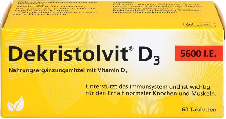 Nährwerte und Zutaten Dekristolvit D3 5600 I.E. Tabletten, 60 St. Tabletten (60 Stück, Tabletten, 60 g)