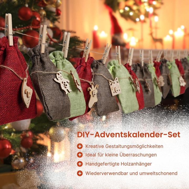 Produktbild Hermex Weihnachtskalender zum Befüllen Do-It-Yourself-Adventskalender Jutebeutel