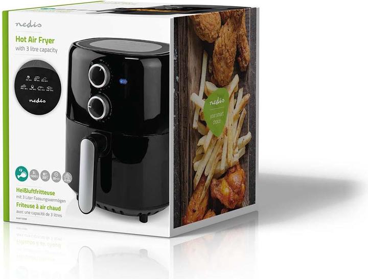 Image du produit Nedis Friteuse à air chaud | 3 l | Minuteur : 30 min | Analogique | Noir (Prise UE)