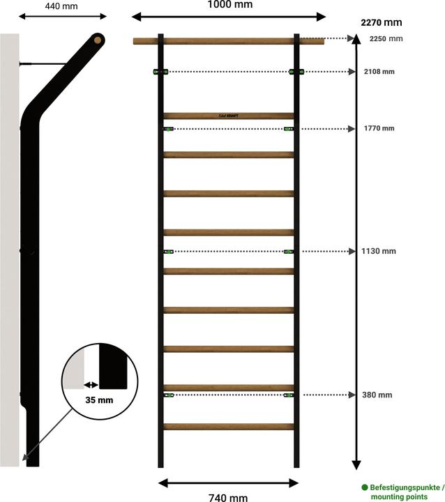 Actual product image EdelKraft Classic wall bars with pull-up bar