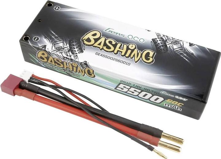 Produktbild Gens Ace Battery Lipo 5500mAh 2S 7.4V 60C HardCase RC 10# car with T-plug (7.40 V, 5500 mAh)