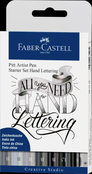 Faber-Castell Pitt Artist Pen Handlettering (Grau, Schwarz, 9 x)