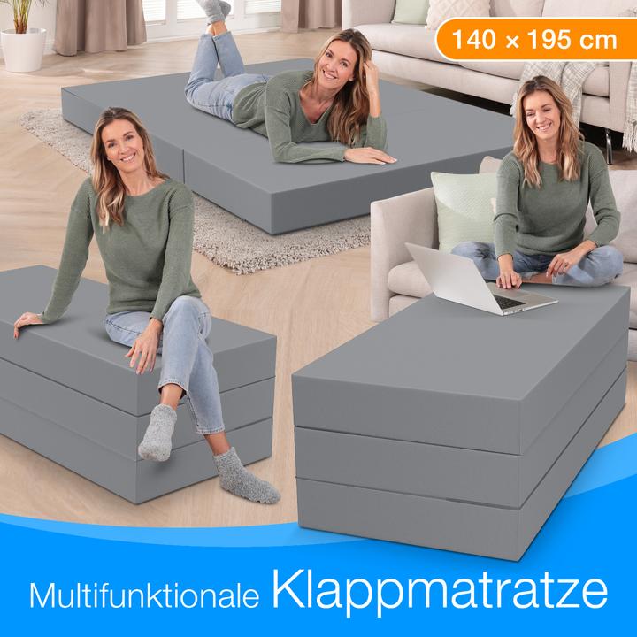 Produktbild Bestschlaf Klappmatratze, 3-teilige Faltmatratze, Reisebett, Gästematratze (140 x 195 cm, Schaumstoffkern)