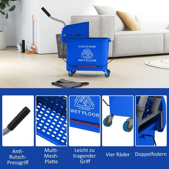 Actual product image Swisshandel24 Putzwagen Fahreimer Putzeimer 20 Liter Wischwagen mit Presse 2 Kammern Blau (1 pcs.)