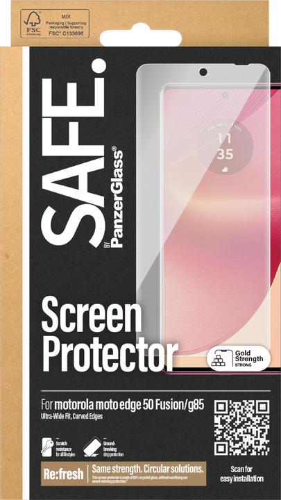 Produktbild PanzerGlass SAFE. by ® Displayschutz Motorola Moto edge 50 Fusion | G85 | Ultra-Wide Fit (1 Stück, Motorola Moto G85, Motorola Moto G50)