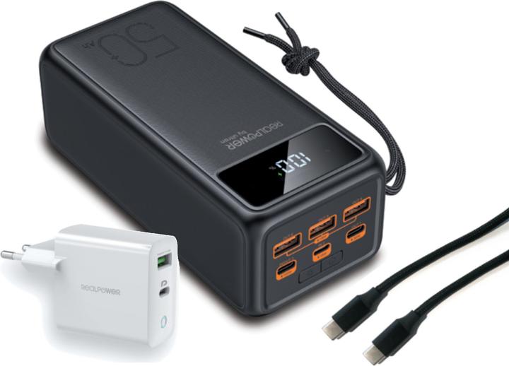 Produktbild RealPower Powerbank PB-56000 Pro 56000 mAh 100Watt Type-C PD (56000 mAh, 100 W, 207.20 Wh)
