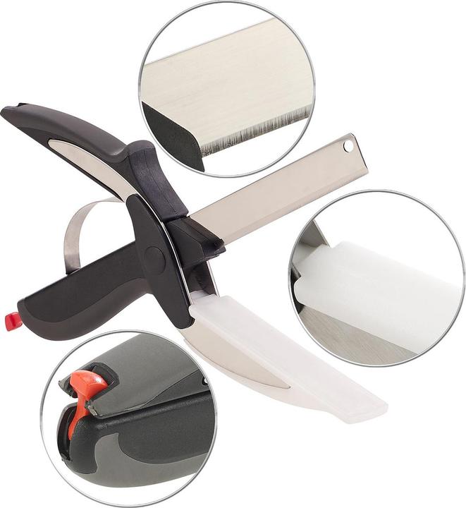 Immagine prodotto Rosenstein & Söhne Forbici da cucina 2in1 con coltello e tagliere integrato (24.50 cm)